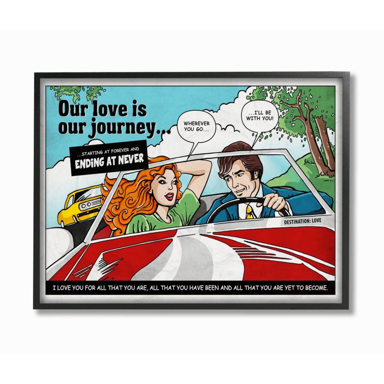Stupell Industries Love Journey Comic Style Black Framed Wall Art